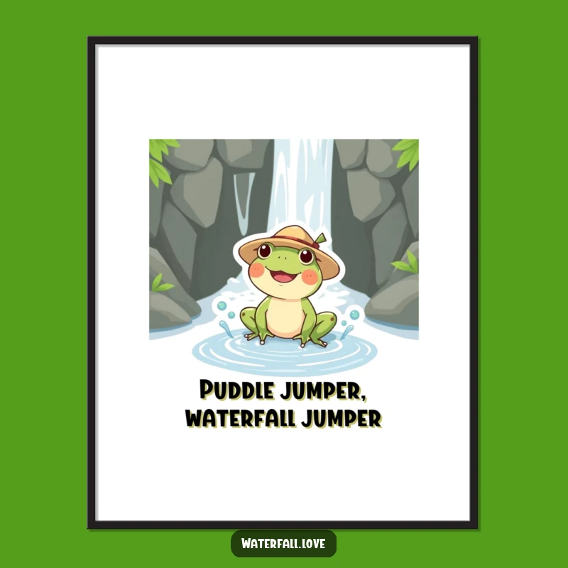 Funny Free Printable Wall Art: Splashing Frog Hat - Downloadable Decor