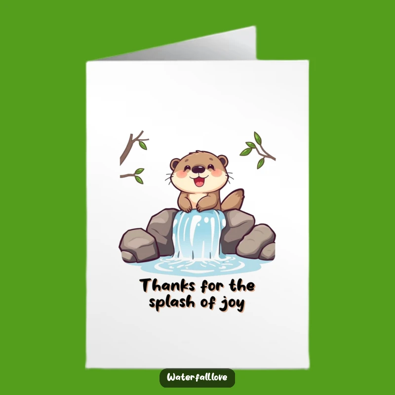 Free Printable Thank You Card: Otter Waterfall Gratitude Funny Downloadable Gift